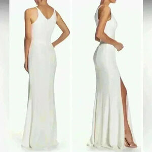 Dress the Population- NWT Iris Slit Crepe Gown / Size XS /Color Off - White